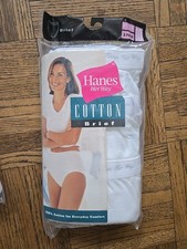 Vintage 1999 Hanes Her Way White Cotton Brief Underwear Panties 3 Pair NOS Sz 10