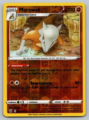 Marowak 070/163 Reverse Holo Rare Battle Styles Pokemon NM - LP