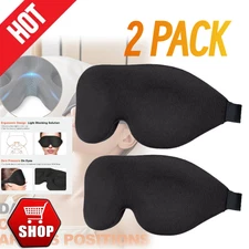 2 Pack Travel 3D Eye Mask Sleep Soft Padded Shade Cover Rest Relax Blindfold