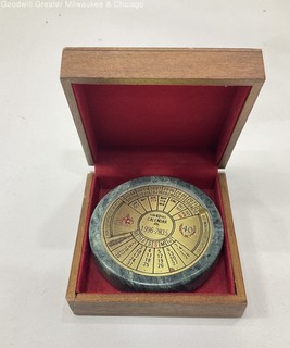 Vintage 40 Year 1996 2035 Perpetual Calendar Trinket in Wooden Box