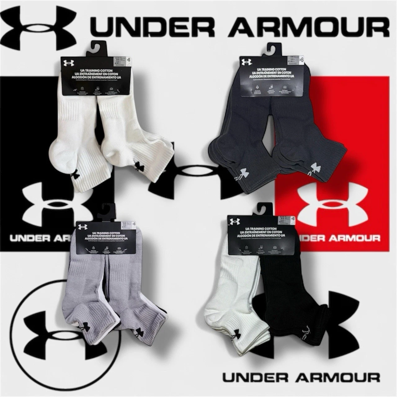 Under Armour Training Cotton Cushioned Quarter Ankle Socks 6-pack S M L XL NWT