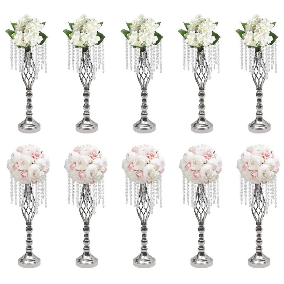 10PCS Crystal Stands Wedding Table Centerpieces Flower Racks 21.7inch Tall New - Image 3 of 4