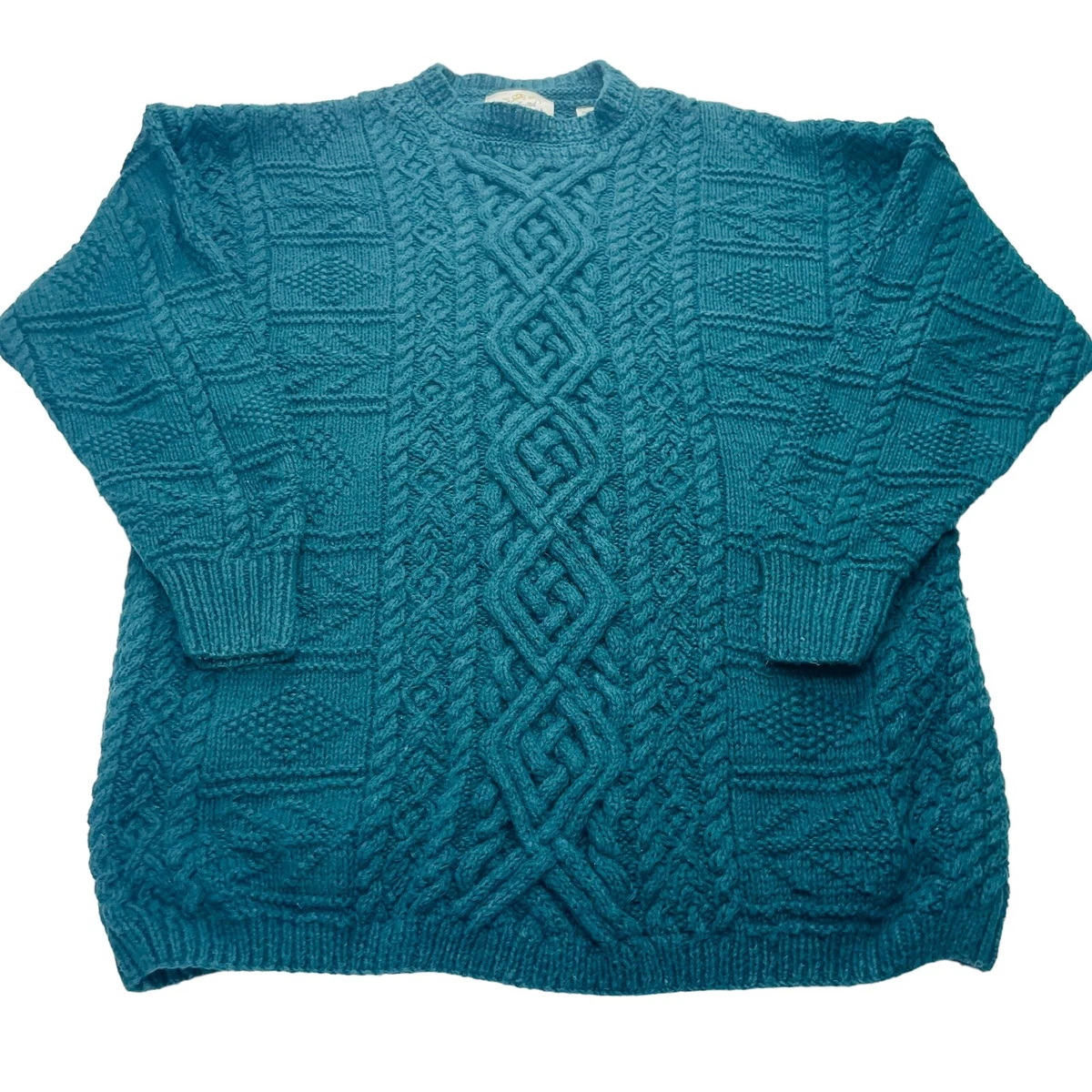 Vintage Express Sweater Mens M Hunter Green Handknitted Chunky Cable Knit |  eBay