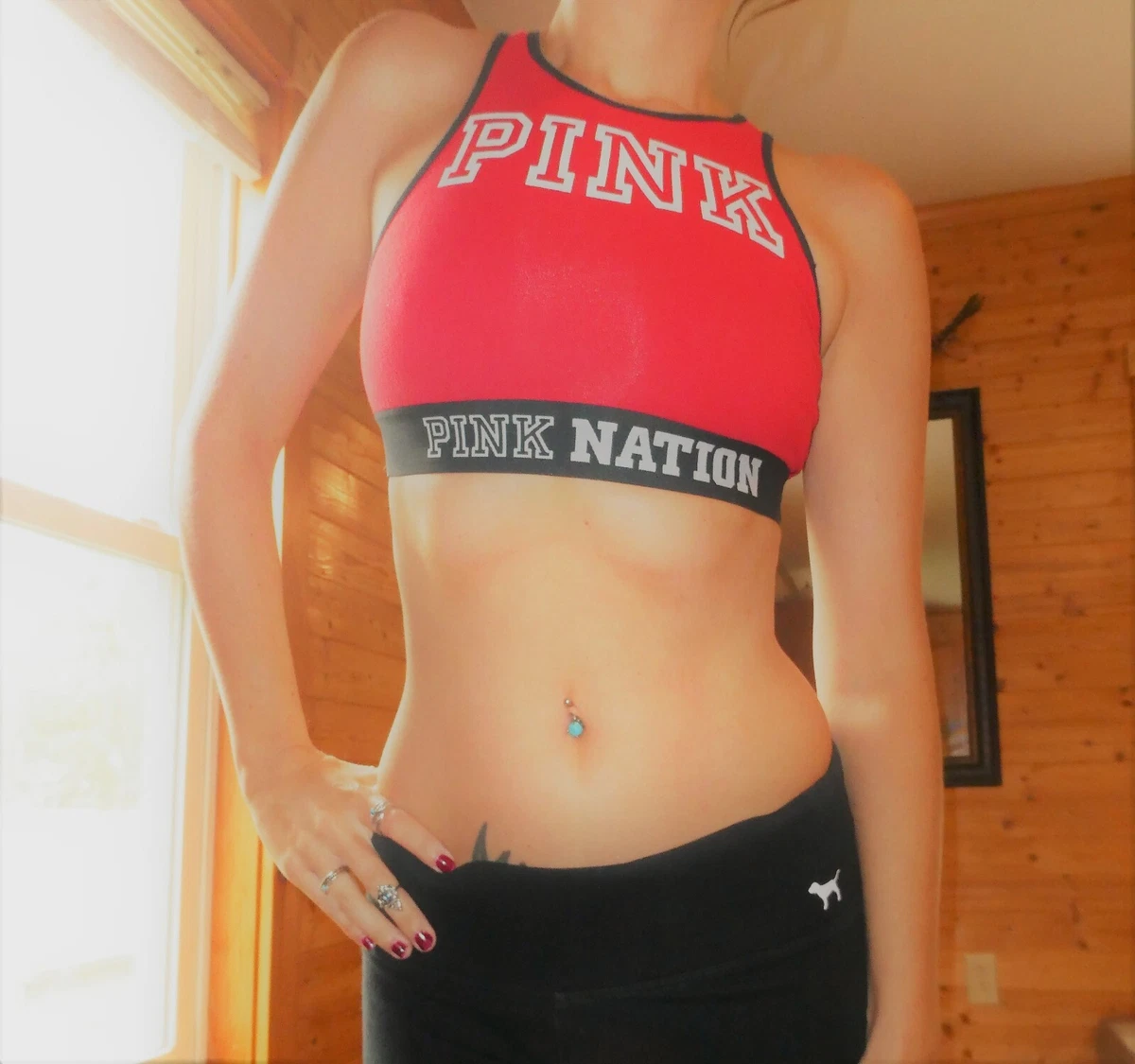 Victoria's Secret Pink high neck sports bra red xs