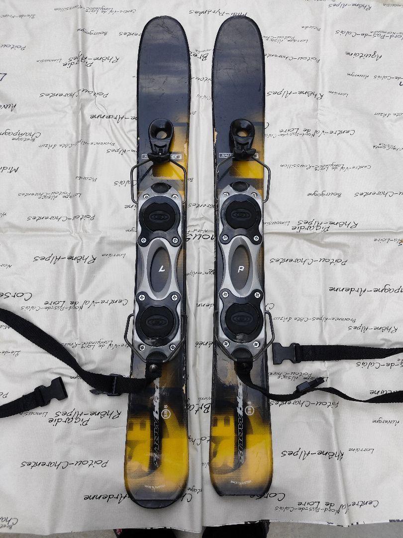 Sci corti Salomon Snowblade SB8 80 cm nero giallo con attacchi Freestyle Giappone