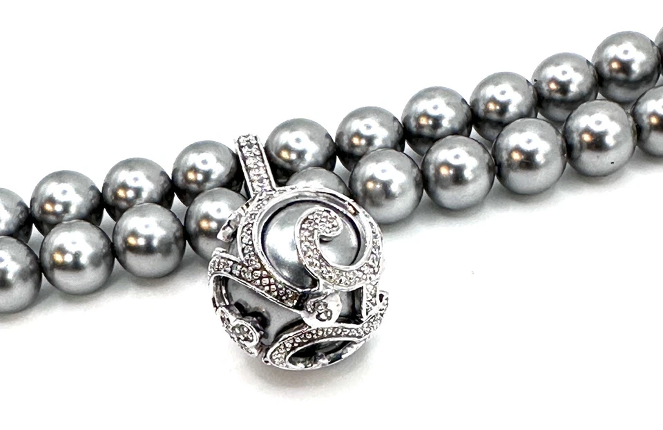 Pulsera Belle E’toile 925 Beauty Bound gris concha de mar perla y piedra blanca Foto 2 de 4