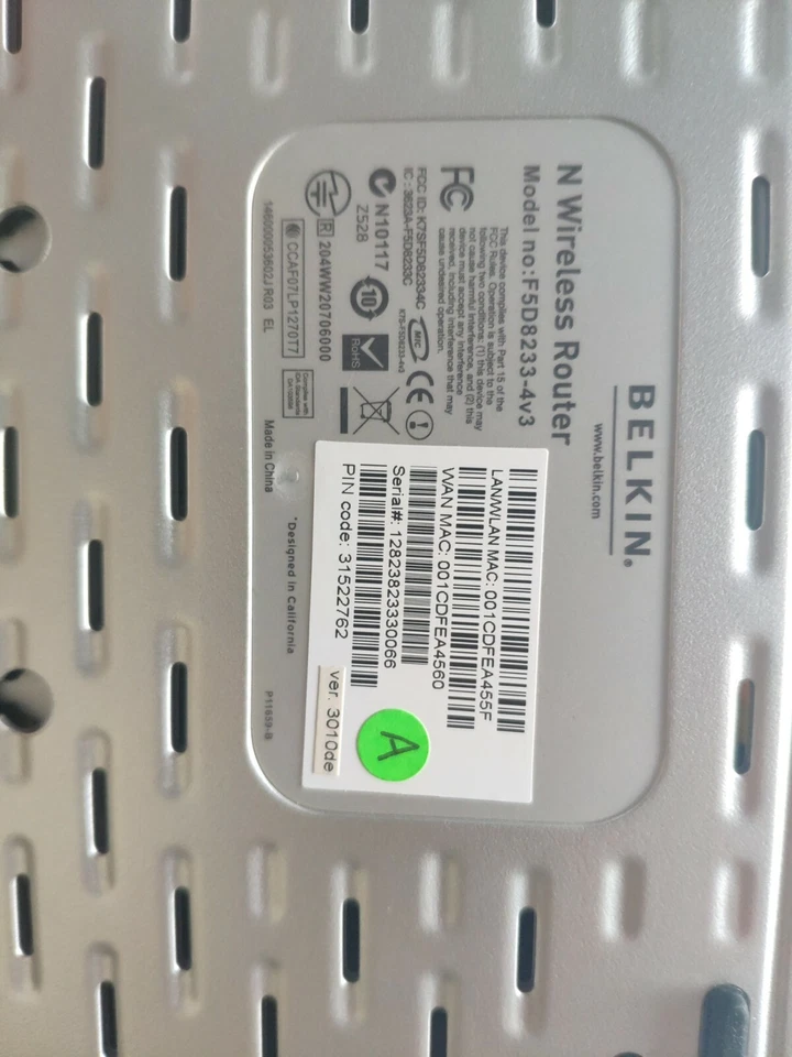 Router Belkin F5D8233_4V3 - Immagine 2 di 2