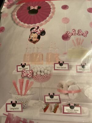 Minnie Mouse Buffet Table Decorating Kit - Pink Party Supplies With Banner, Fans, And Picks - View #14