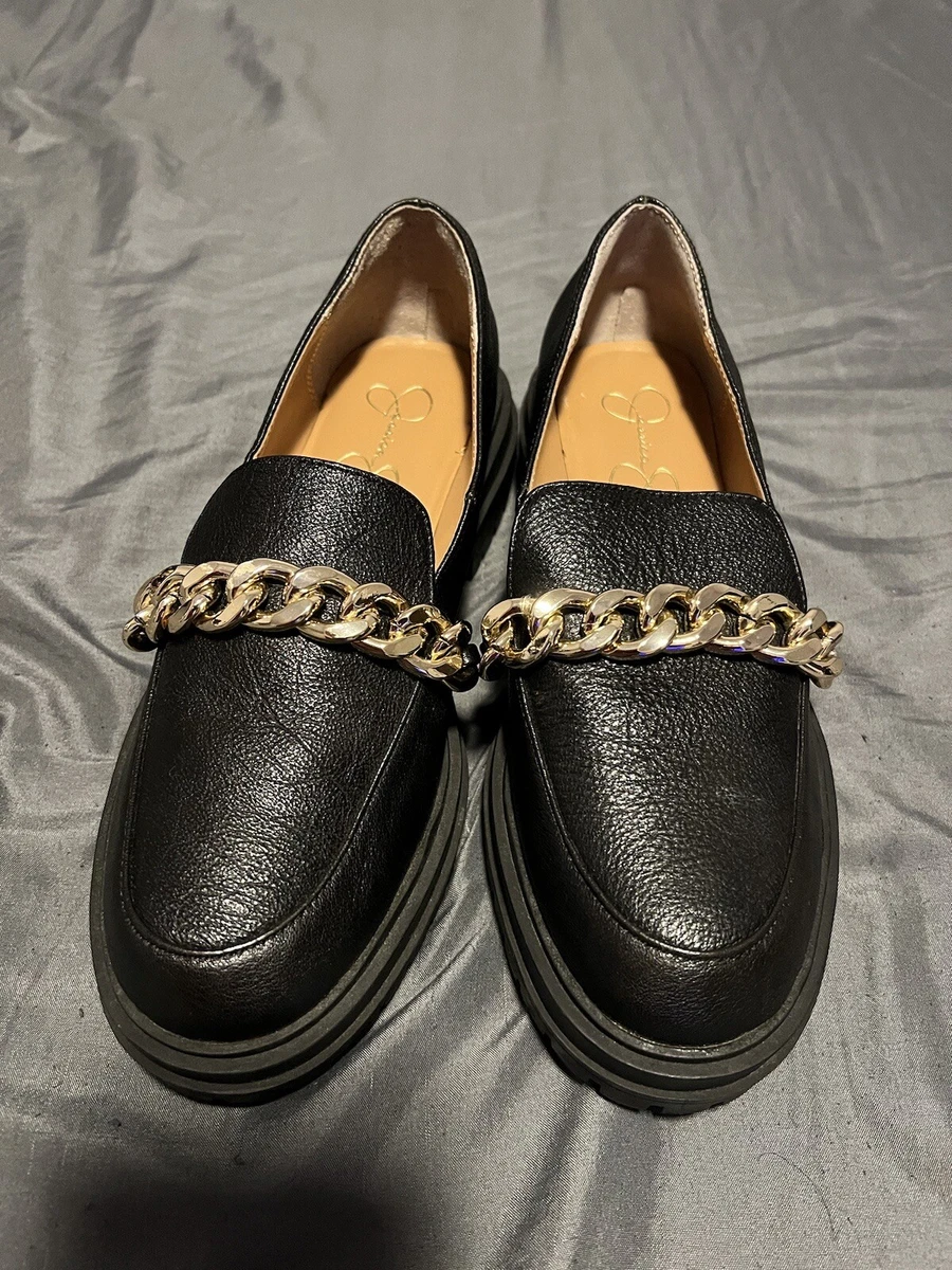 Women s JESSICA SIMPSON Disila Lug Sole Chain Loafers Size 7M eBay