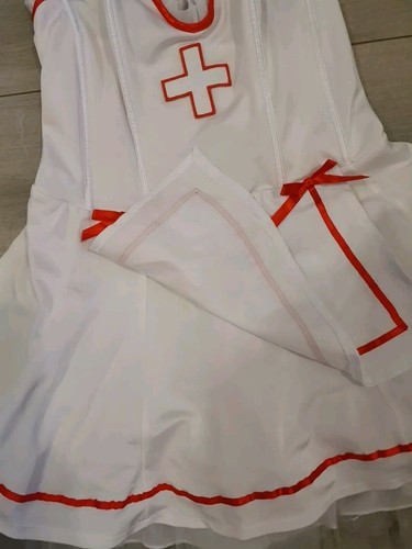 Ann Summers White Naughty Matron Sexy Nurse Fantasy Dress & Hat Outfit Size 12 - Picture 8 of 24