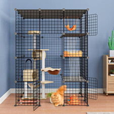 4-Tier 55 Inch Large Cat Cages DIY Cat Playpen Detachable Metal Wire Kennels Cat