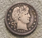 1909-s Barber  Quarter  ,  VF, Better date
