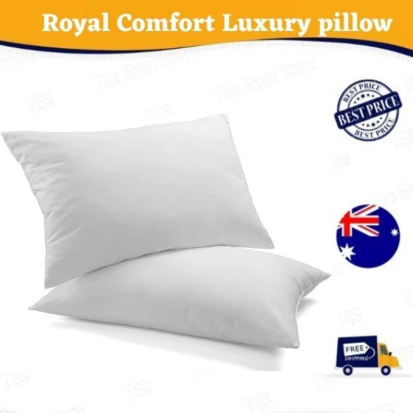 Royal Comfort Goose Down Feather Pillows 1000GSM 100 Cotton Cover