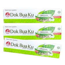 Dokbuaku Herbal Toothpaste Natural Gum care Fresh Breath Plaque Removal 3x100g