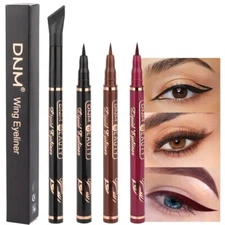 evpct 3Pcs Black Brown Red Brown Liquid Wing Eyeliner Stamp Eye Pencil Makeup