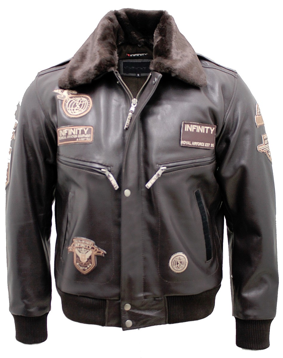 Men's Brown Leather US Air Force Flying Bomber Jacket with