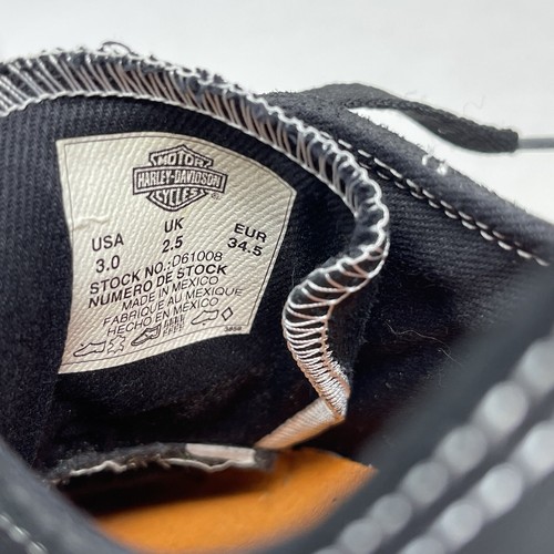 Harley Davidson Rascal Sneakers Boys Girls Size 3 Black Orange Leather Low Shoes - Picture 11 of 13
