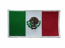 Mexico Flag White Border Embroidered 4 inch Patch AK618 F1D12R