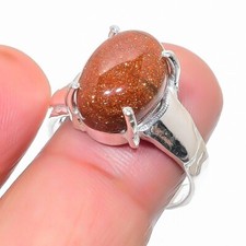Red Sunstone Gemstone Handmade 925 Sterling Silver Jewelry Ring Size 9 US