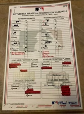 5-3-08 Pittsburgh Pirates vs. Washington Nationals Lineup - MLB Authenticated  