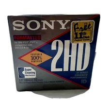 Sony 2HD IBM Formatted HD Diskettes 3.5" 1.44MB Pack Of 10 Disks
