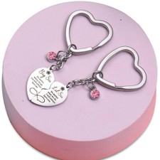 Sister Matching Heart Keyring Big Sis Little Sis Key Ring Keychain Birthday Gift