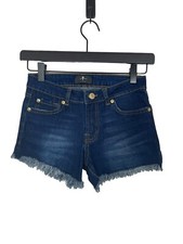 7 For All Mankind Girls Cut Off Shorts Raw Hem Dark Wash Size 12 NWT