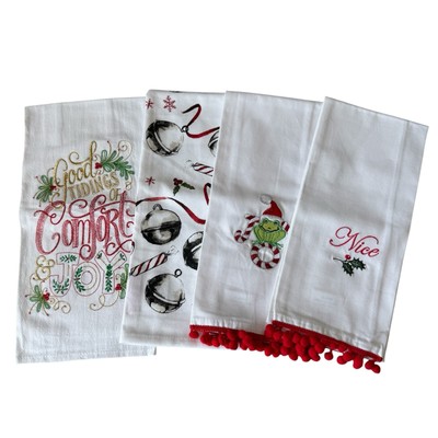 STONEWALL KITCHEN Christmas Kitchen Dish Tea Towels Set of 4
