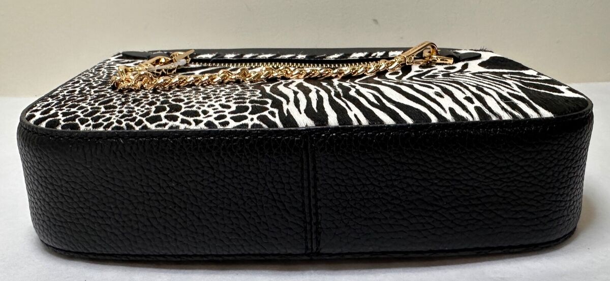 MICHAEL KORS JET SET ZEBRA BLACK LEATHER CALF HAIR ZIP CHAIN MICHAEL KORS JET SET ZEBRA BLACK LEATHER CALF HAIR ZIP CHAIN