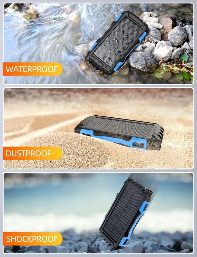 42800mAh Solar Power Bank Portable Charger with External Battery Backup