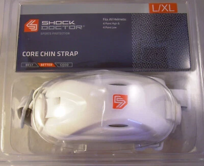 Shock Doctor Kinnriemen, Power Core Chinstrap , 4-point high/low, L/XL, weiß