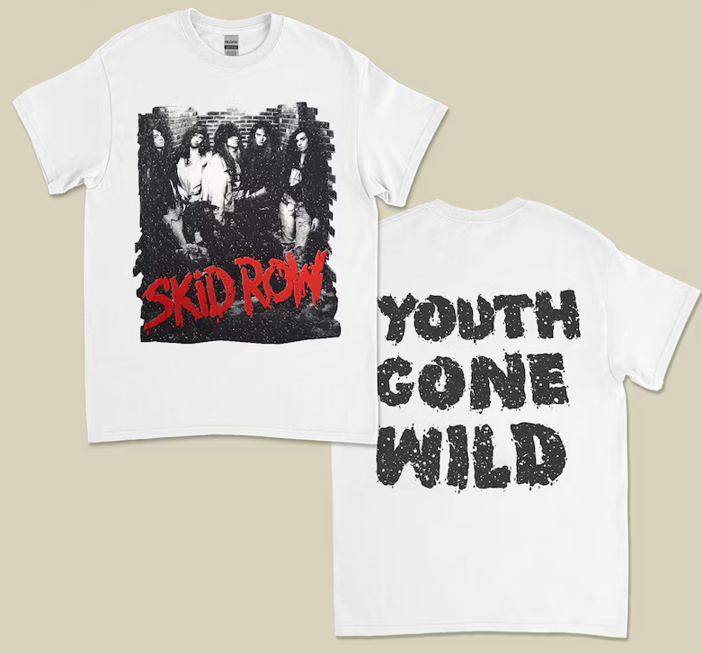 FILA T shirt vintage Skid Row Metal Rock Concert Tour 1989 doppio lato