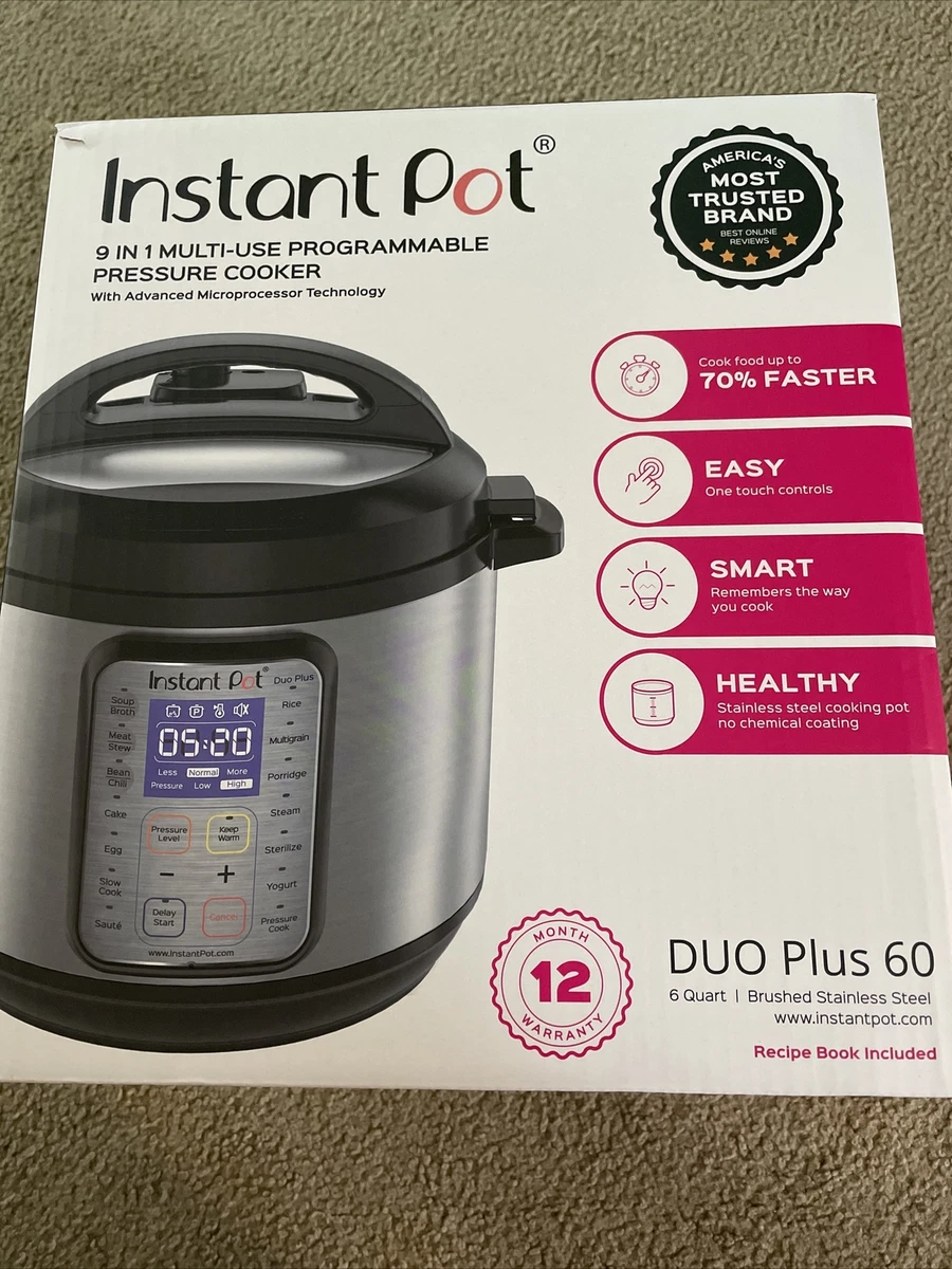 Instant Pot Duo Plus 60 1000W, 6 Quart, 9-in-1 Pressure Cooker -  Silver/Black for sale online