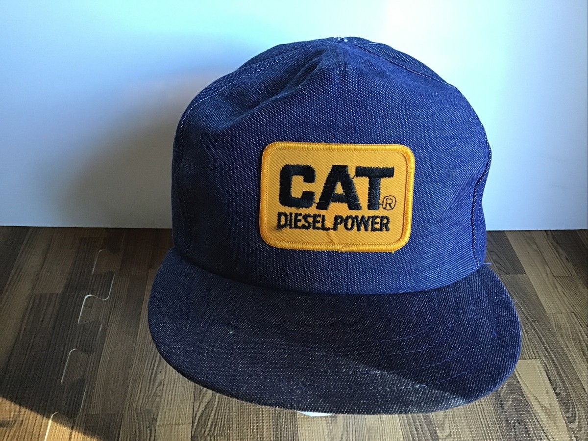 Vtg Caterpillar Diesel Power Trucker Hat USA Made Denim Cap