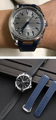 Watch Strap Compatible with Omega Seamaster Aqua Terra Black / White - Picture 7 of 10
