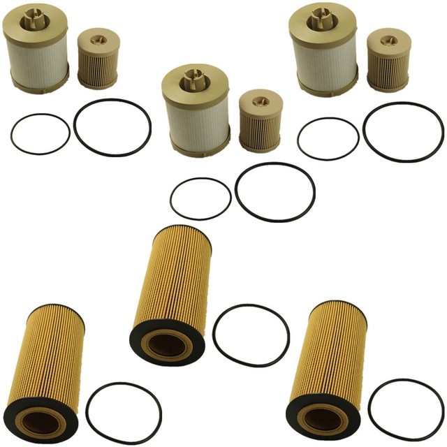 FIT For Ford 6.0L Turbo Diesel Fuel & Oil Filter Replacement 3 of Each