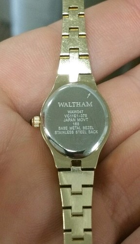 waltham diamond 168 womens gold tone quartz watch