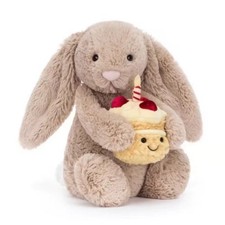 Jellycat Bashful Beige Birthday Bunny Cute Soft Plush Toy Stuffed Doll Best Gift