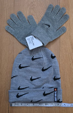 Nike Youth Hat  Gloves Set  Beanie  Gray  Black  Size 8/20