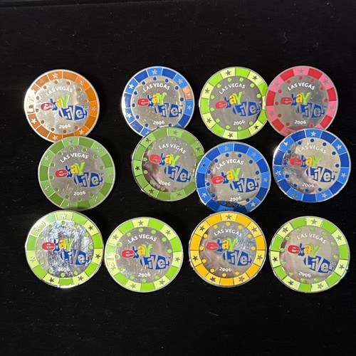 Lot of 12 Ebay Live 2004 Las Vegas Poker Chip Style Pins Pinbacks