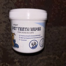 Pet Teeth Cleaning Wipes for Dogs Cats, 50 Count ,