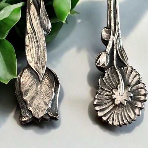 Holland Silver Plate Demitasse Spoons Flower Handle Set of 5 Antique Beauty EUC - Picture 10 of 12