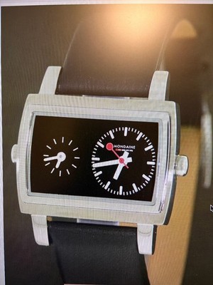 Mondaine Official Swiss Railways Watch Model A663032214SBB. Two timezone watch.