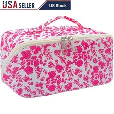 Spacious Floral Quilted Makeup Bag Travel Organizer Cosmetics  Toiletries New