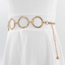 Fashion Women Circle Metal Chain Belt Gold/Silver Ring Fringes Ring Waist Chain  