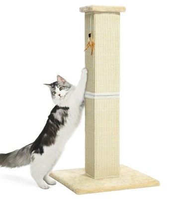 Made4Pets Cat Scratching Post, 32 Inch Natural Sisal Cat Scratcher with Kitte...