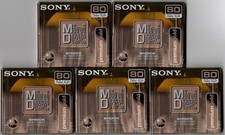  5 SONY Premium Gold MD MiniDiscs MDW80D 80mins w/Shock Absorbing Mechanism New