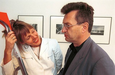 Wim and Danut Wenders at the exhibition of photos on Cuban musicians 1990s Photo