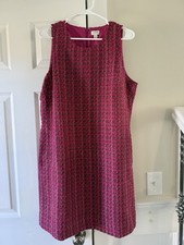 J.Crew Dress Womens Sheath Shift Tweed Sleeveless Lined Dress Pink 14 EC2