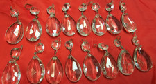 Vintage Lot 16 Glass Crystal Prisms Faceted Tear Drop for Chandelier 1 1/2"